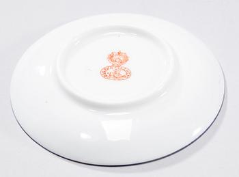 KAFFEKOPPAR MED FAT, 8 st, porslin, Gardner, Ryssland 1880-1890.