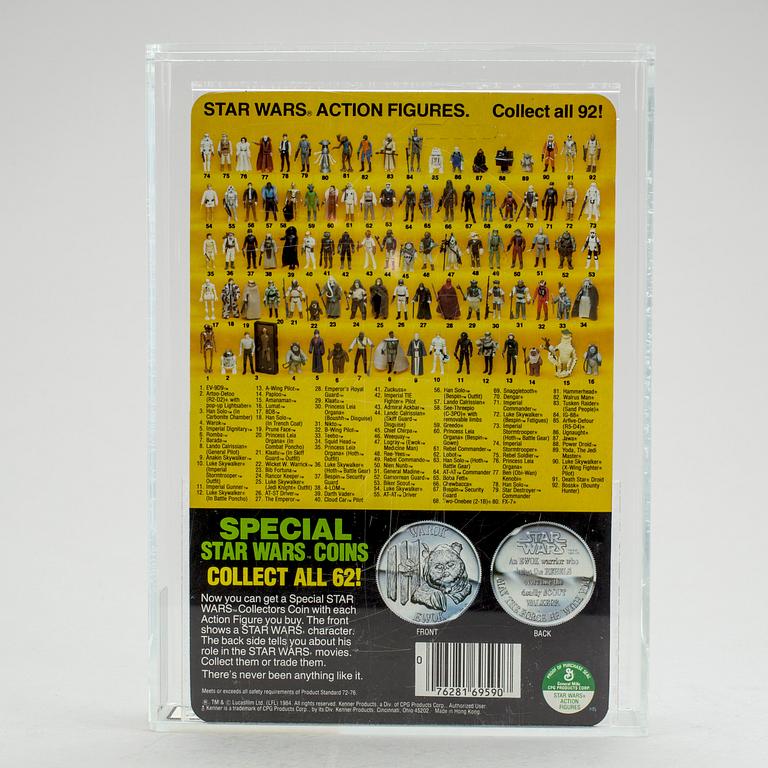 STAR WARS, Lando Calrissian General POTF 92 back, AFA70 EX+, Kenner 1985.