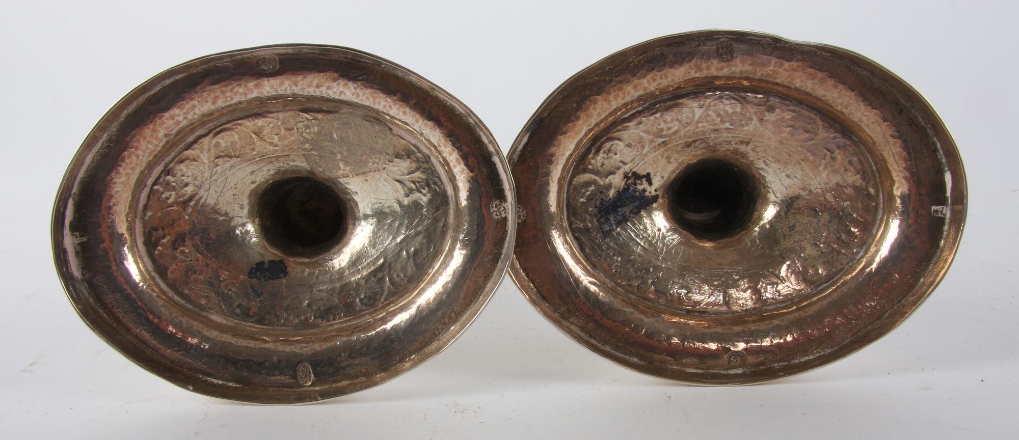 LJUSSTAKAR, ett par, silver, Rasmus J Brock, Köpenhamn empire 1810-tal.