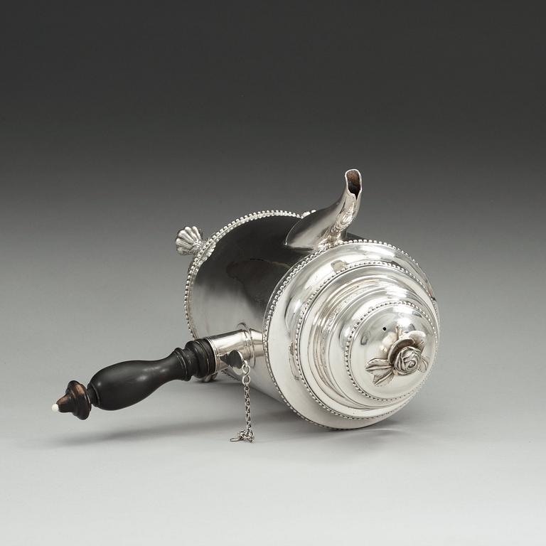 A Swedish 18th century silver coffee-pot, makers mark of Petter Eneroth, Stockholm 1791.