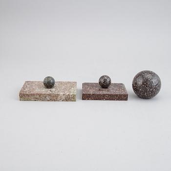 porphyry and marble paper weight.