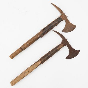 A pair of boarding axes, Swedish, 1780, pattern.