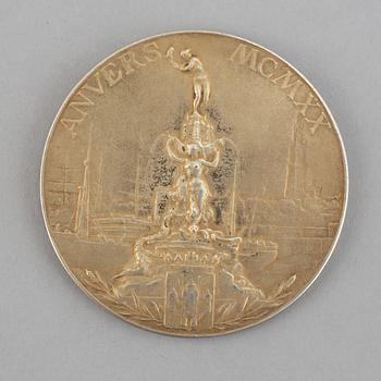 Olympic Winner Medal, Antwerp 1920, gilt silver, Coosemans Bruxelles.
