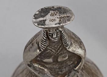 BORDSPINGLOR, 5 st, silver, 1900-tal. Tot vikt ca 400 gram.