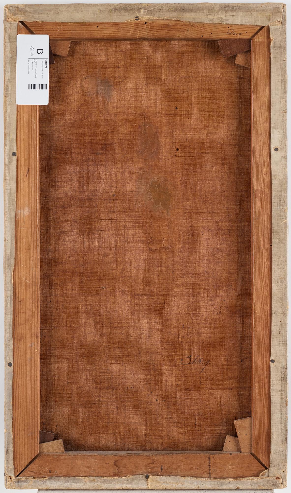 Okänd konstnär 1800/1900-tal, Ursprungsamerikan som fiskar från kanot.