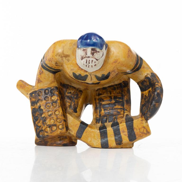 Lisa Larson, Figure, hockey goalkeeper, stoneware, Gustavsberg.