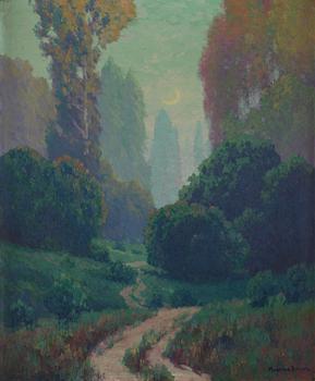 643. Maurice Braun, Moonlit forest landscape.