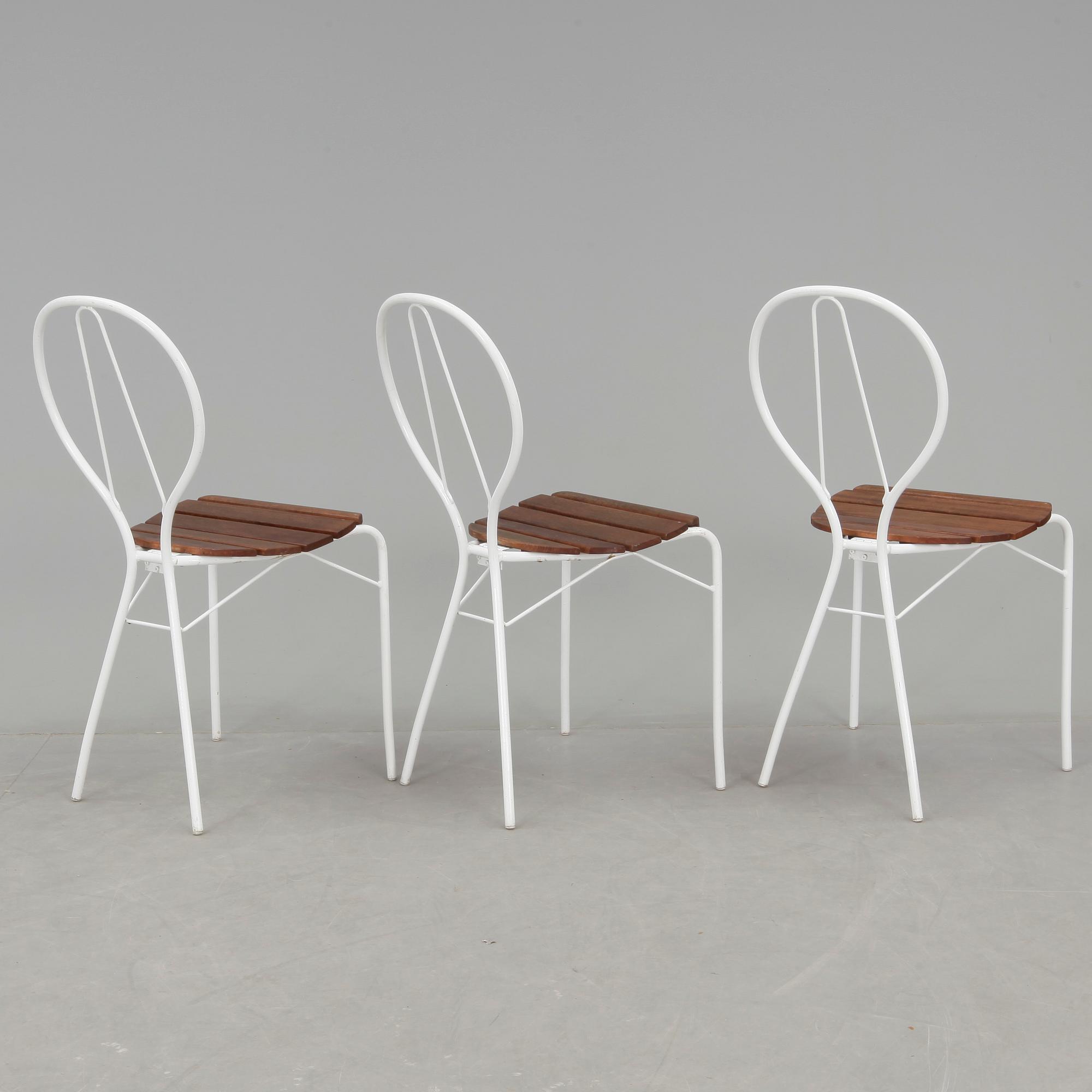 TRÄDGÅRDSSTOLAR, 3st, "Pia" Tore Ahlsén, Gärsnäs, formgivna 1942.