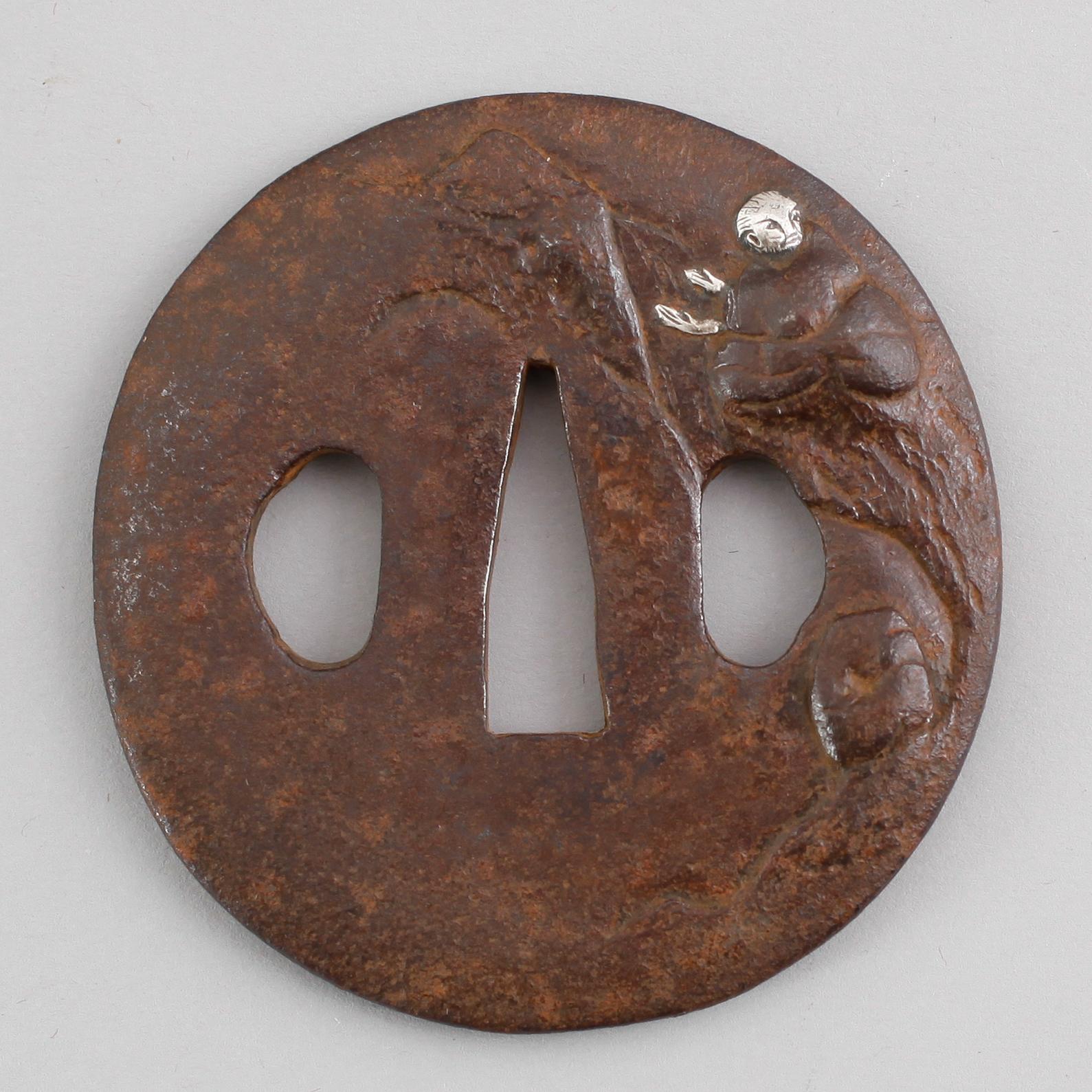 TSUBA, järn, mitten Edo, (Edo 1603-1868).