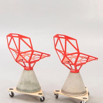 A set of two Konstantin Grcic concrete "Chair One B" chairs for Magis, Italy, 2000s.