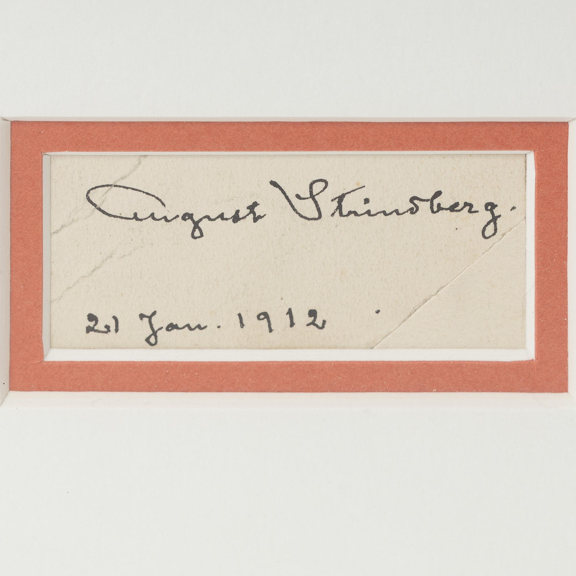August Strindberg, an autograph, dated 21 Jan. 1912.