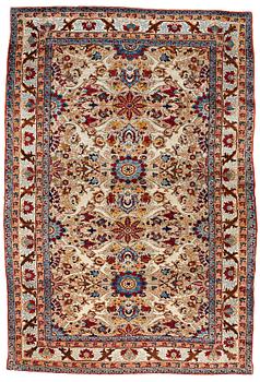 MATTO, an antique silk Feraghan/Kashan probably, ca 215,5 x 144,5 cm.