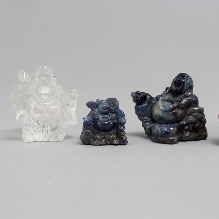 Nine Chinese figures, lapis lazuli and rock chrystal, modern production.