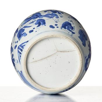 A blue and white 'boys' jar, Qing dynasty, Kangxi (1662-1722).