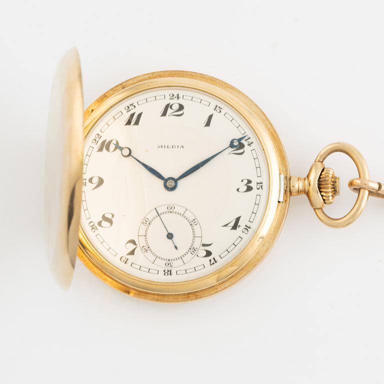 Mildia, 14K gold, pocket watch, 50,5 mm.