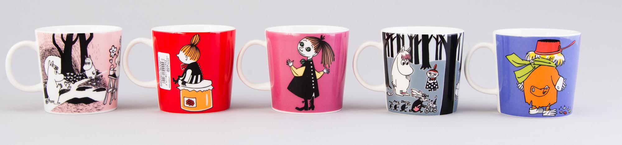 MUUMIMUKEJA, 25 kpl, posliina, Moomin Characters, Arabia 1996-2018.