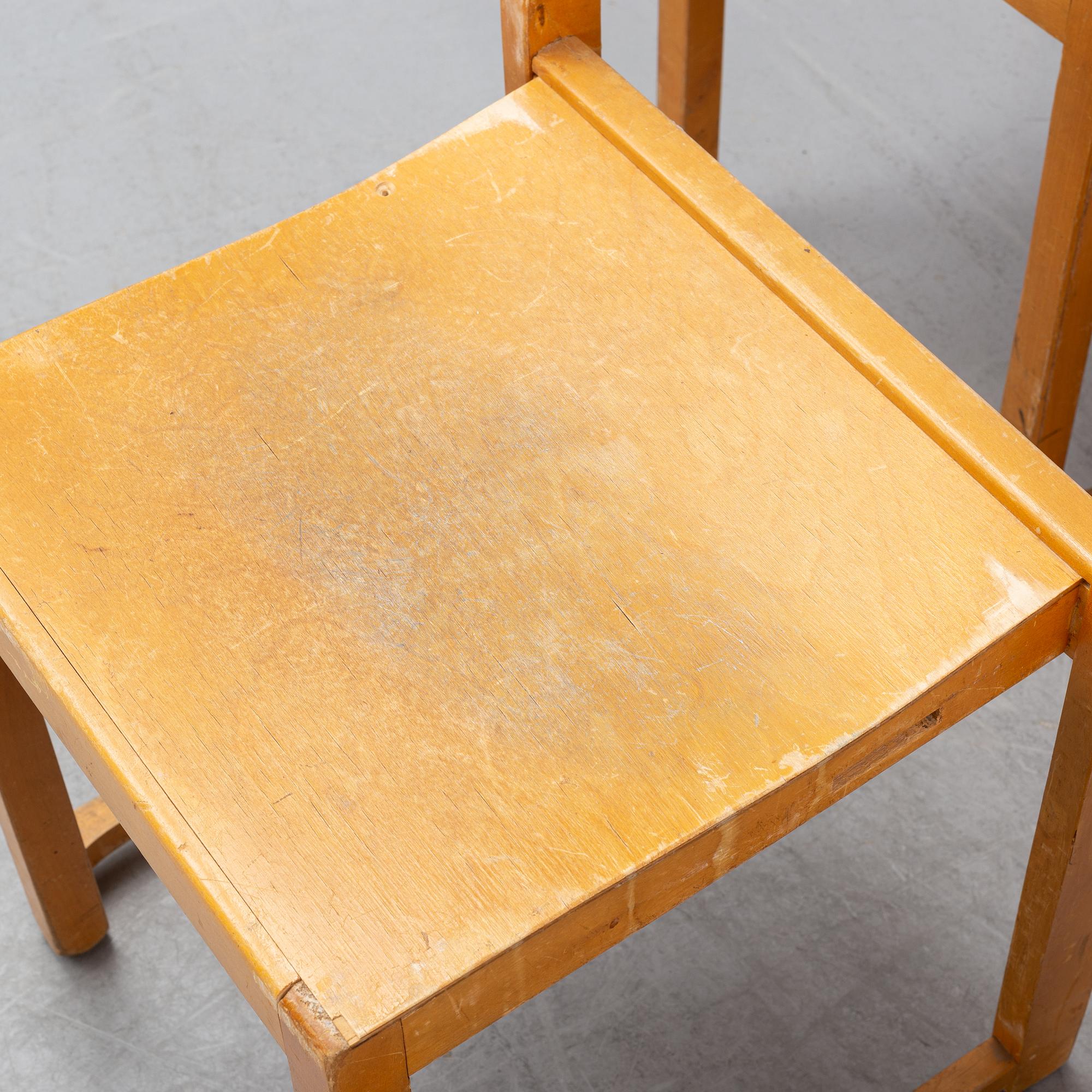 Six birch chairs by Sven Markelius, mid 20th Century.