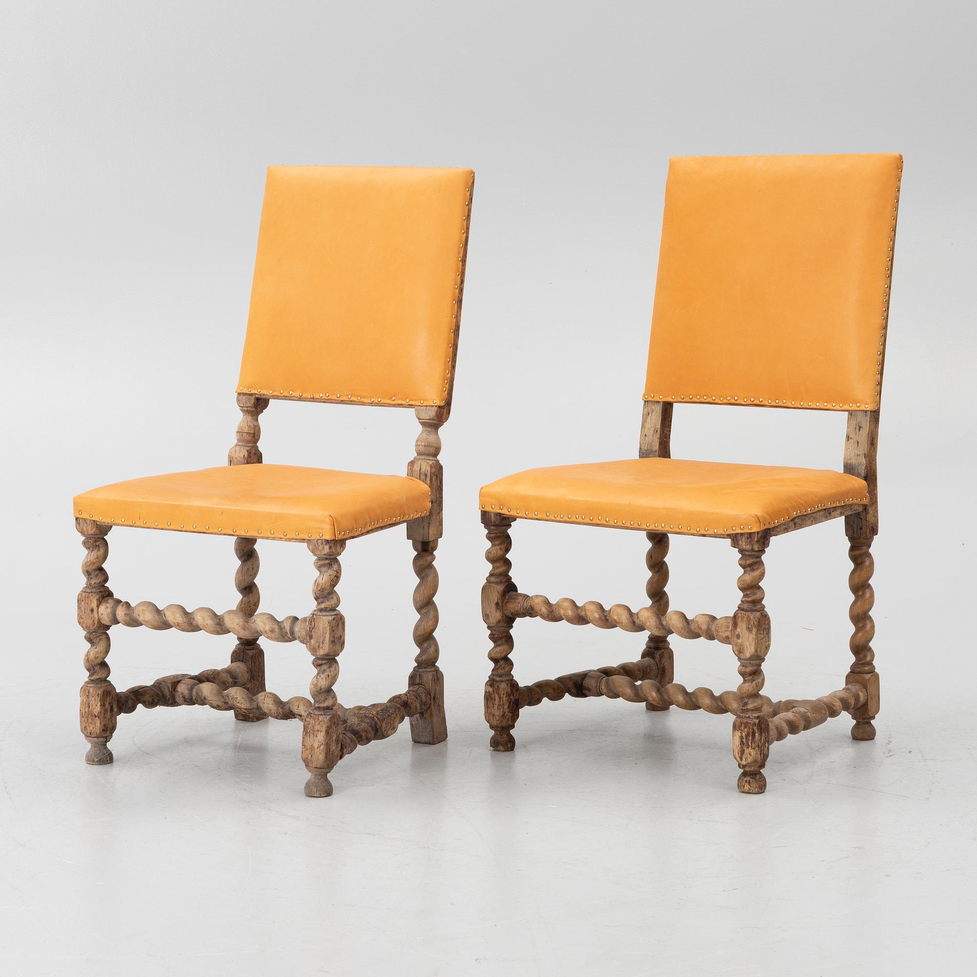 Chairs, a pair of similar examples, Baroque, circa the mid-18th century.
