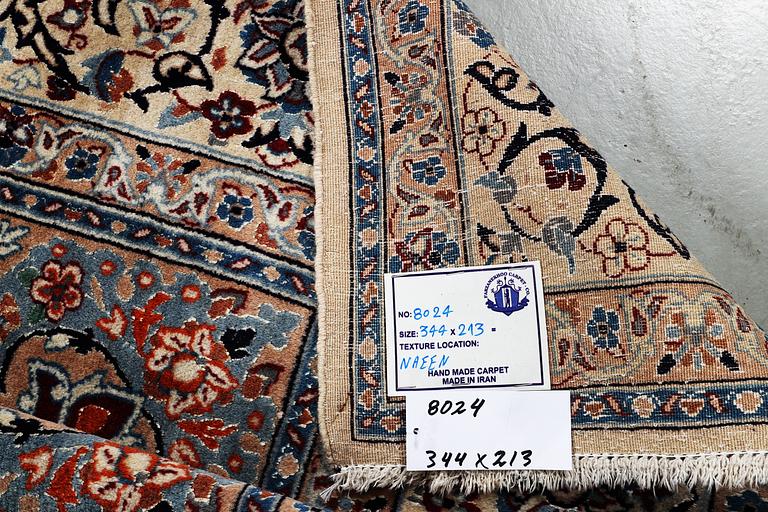 A carpet, Nain, part silk, 9 laa, ca 344 x 213 cm.