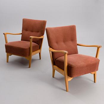 FÅTÖLJER, ETT PAR, tillverkare Enso Dux, 1900-talets mitt.