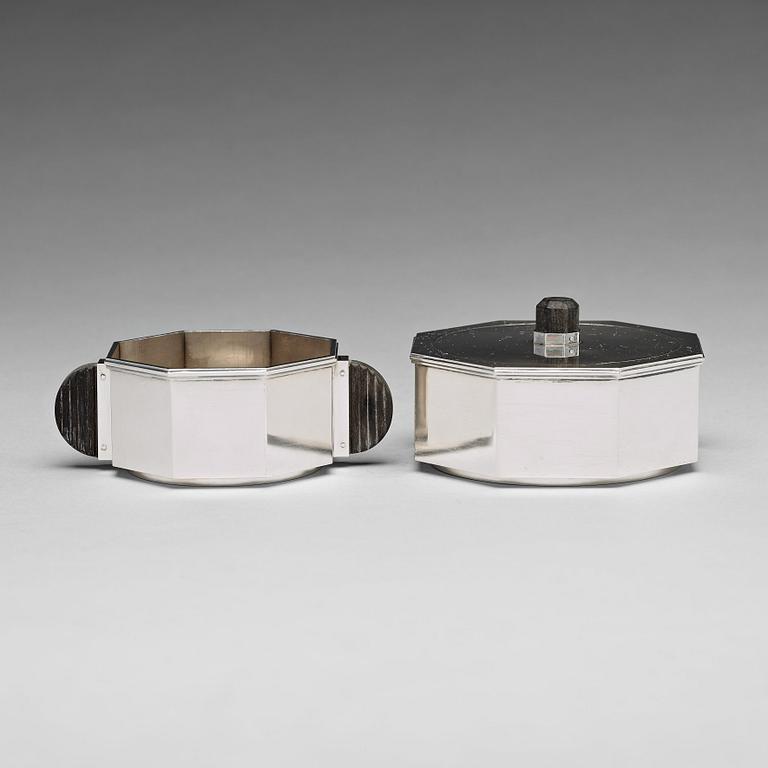 Wiwen Nilsson, a sterling sugarbowl and a bonbonnière, Lund Sweden 1950.
