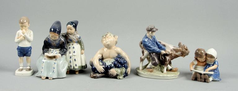 FIGURINER, 5 st, porslin, Royal Copenhagen samt Bing & Gröndahl.