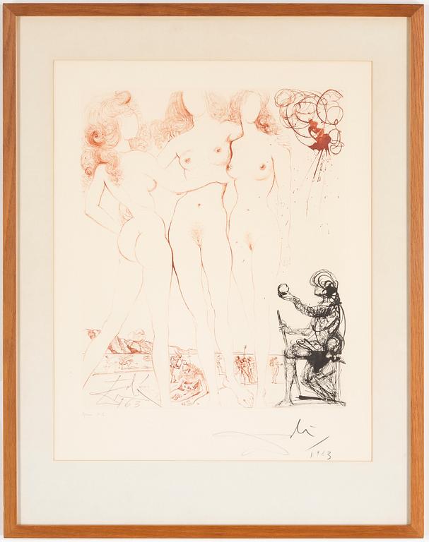 SALVADOR DALÍ, "Judgment of Paris - Le Judgment de Paris" (from the Mythology Suite )etching, H.C, 1963, signed.