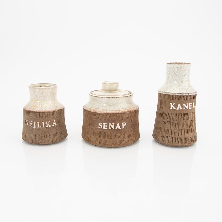 Signe Persson-Melin, a set of 13+1 different ceramic spice jars 1950/60s.
