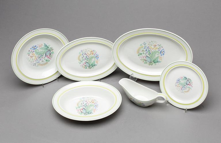 STIG LINDBERG, servis, 39 delar, "Frösö", Gustavsberg flintporslin, 1950-tal.