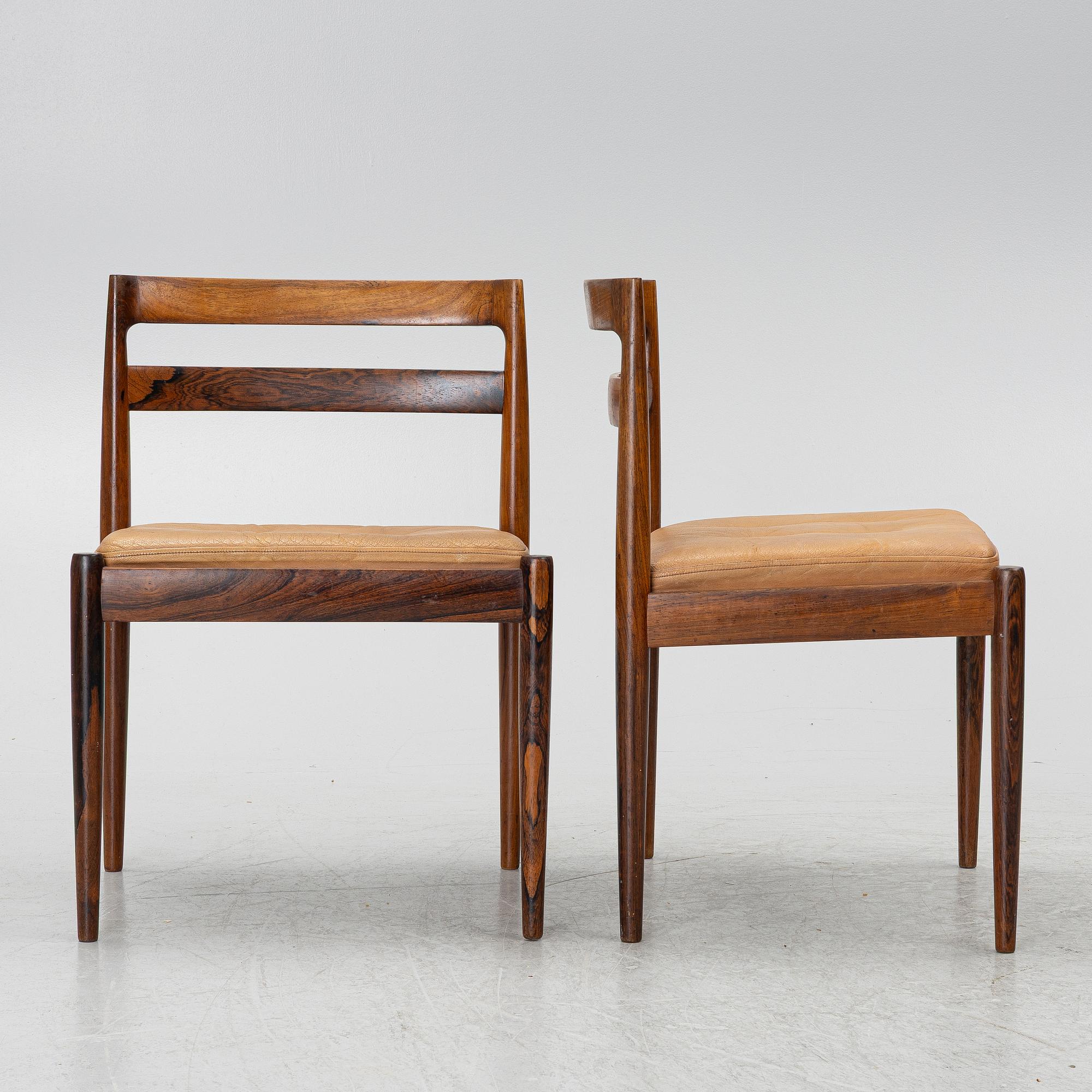 Kai Kristiansen, Stolar, 6 st, "Univers" modell 301, Magnus Olesen, Durup, Denmark, 1960-tal.
