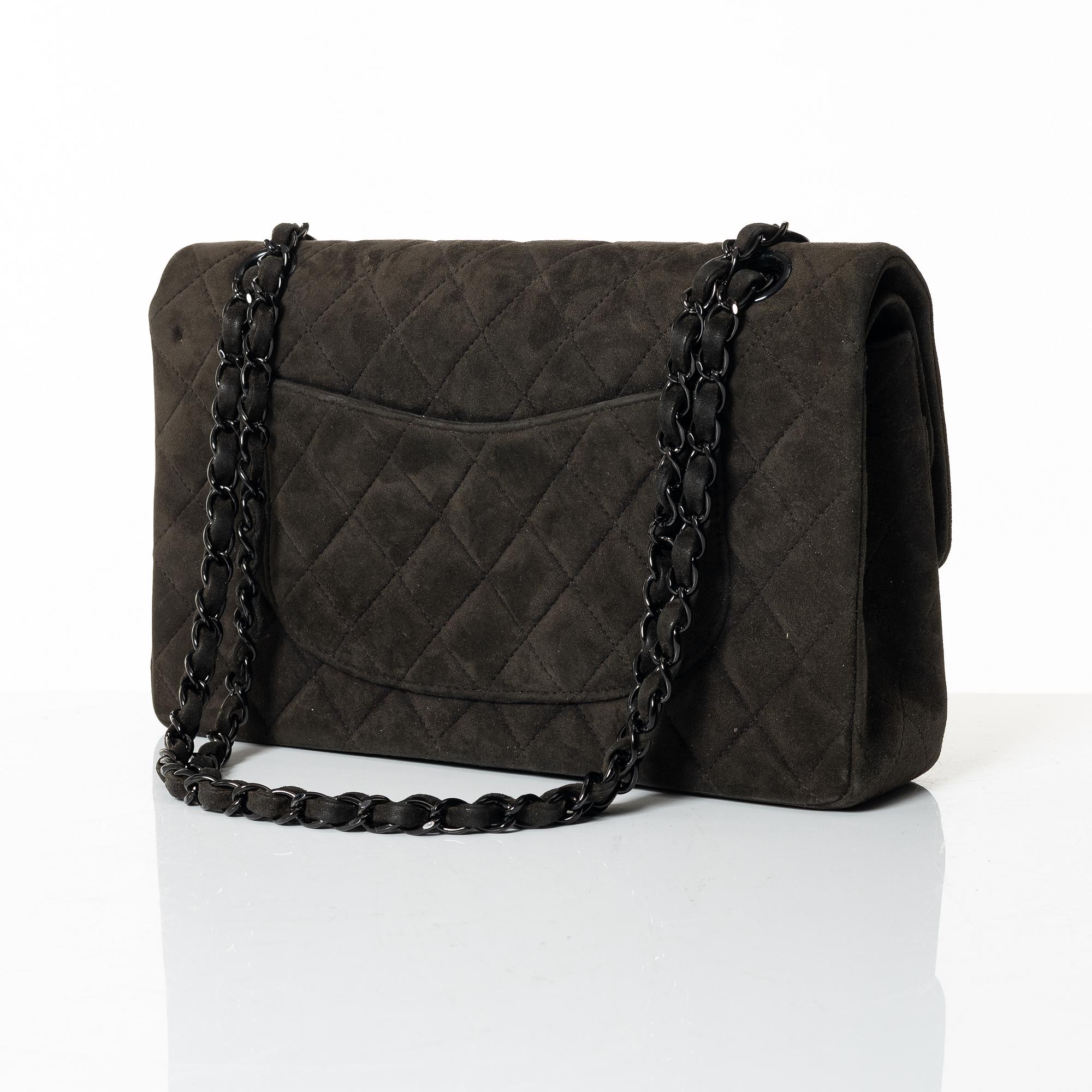 Chanel, A brown suede "Medium Double Flap Bag", 1997-1999.