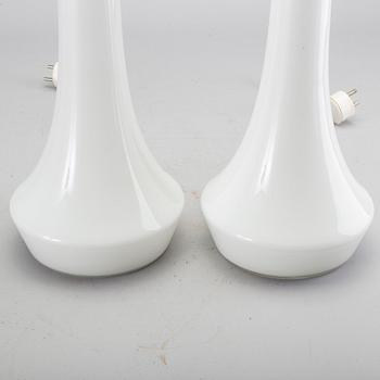 A pair of glass table lamps, mid 20th century.
