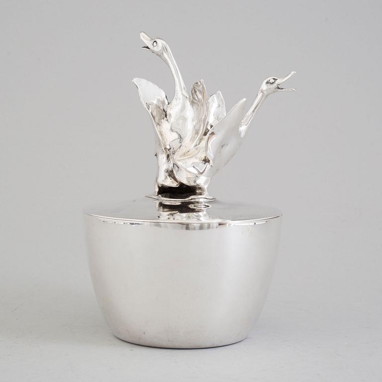 MARIO RESTELLI, skål med lock, silver, signerad M. Restelli.