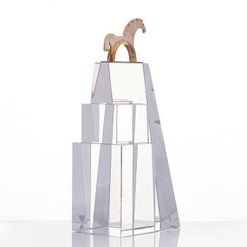 Gunnar Cyrén, a glass and silver gilt sculpture, Orrefors, for the World Equestrian Games, Stockholm 1990, ed. 1/10.