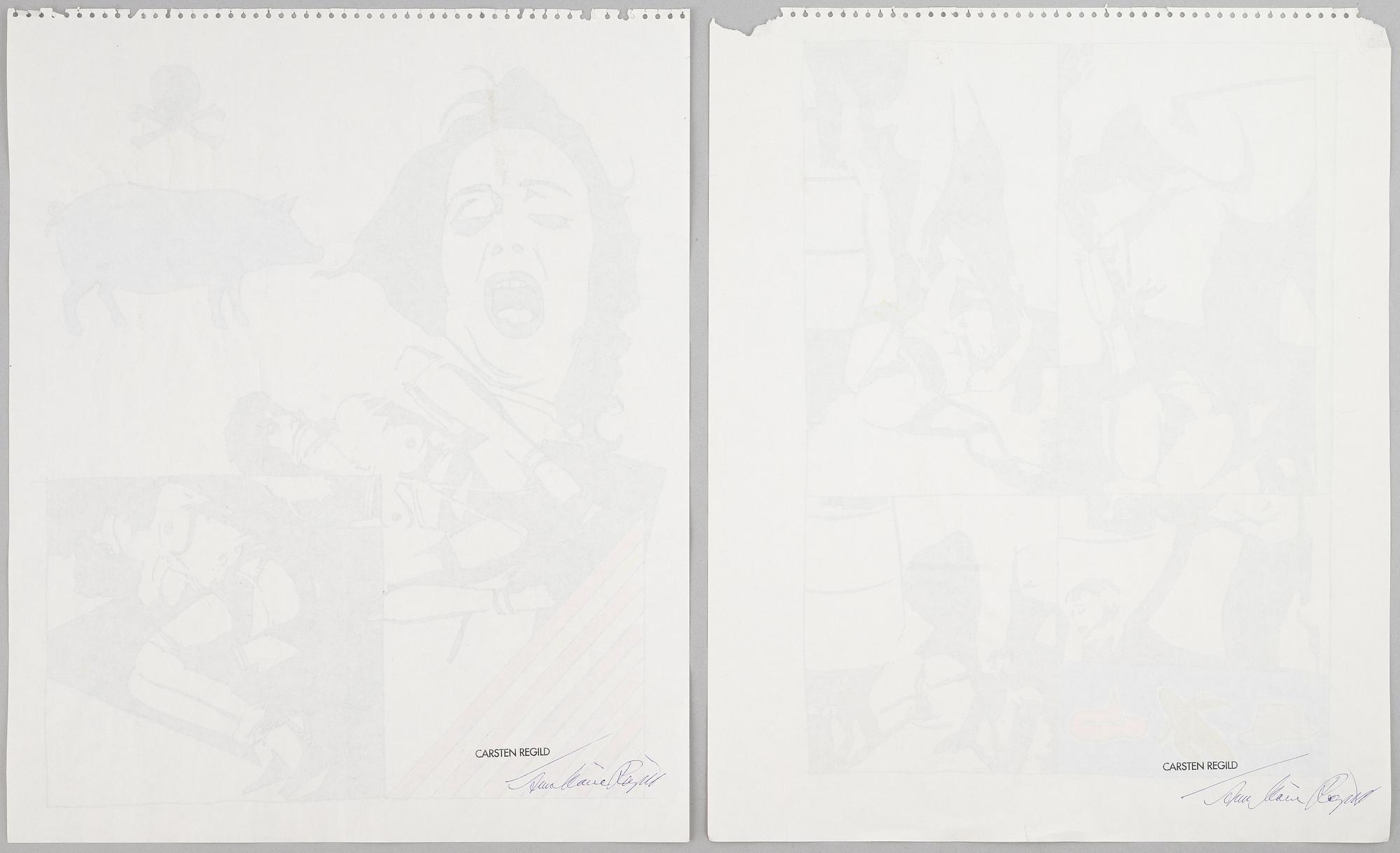 Carsten Regild, teckningar, 2 st.