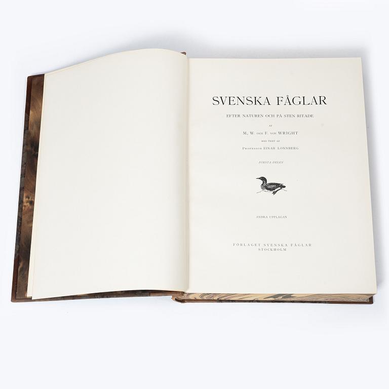 Bröderna von Wright, "Svenska Fåglar", 3 volymer, Förlaget Svenska Fåglar, A, Börtzells Tryckeri AB, Stockholm, 1927-29.