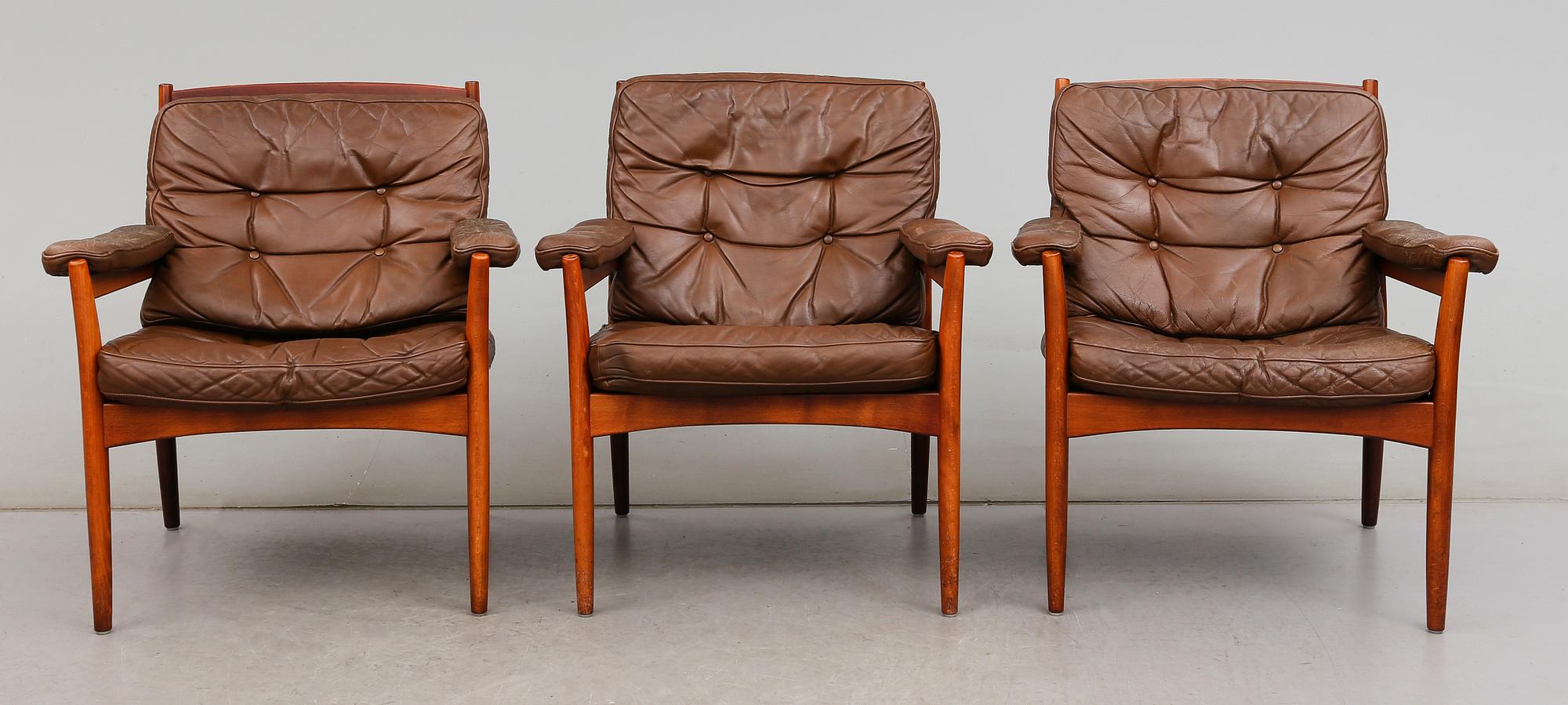 FÅTÖLJER, 3 st, Göte Möbler, Nässjö, 1900-talets andra hälft.