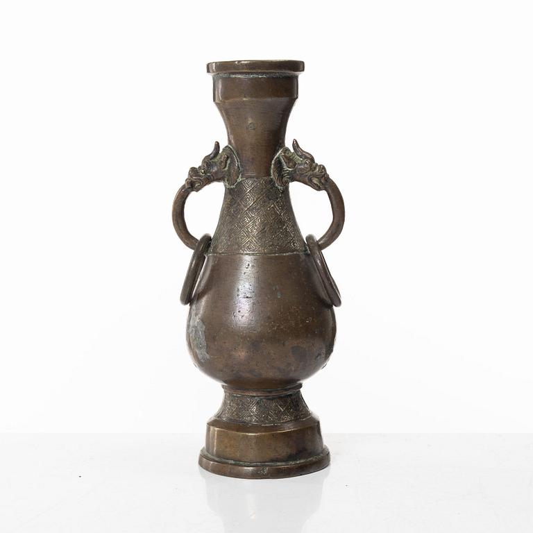 A Chinese bronze vase, Ming dynasty (1368-1644).