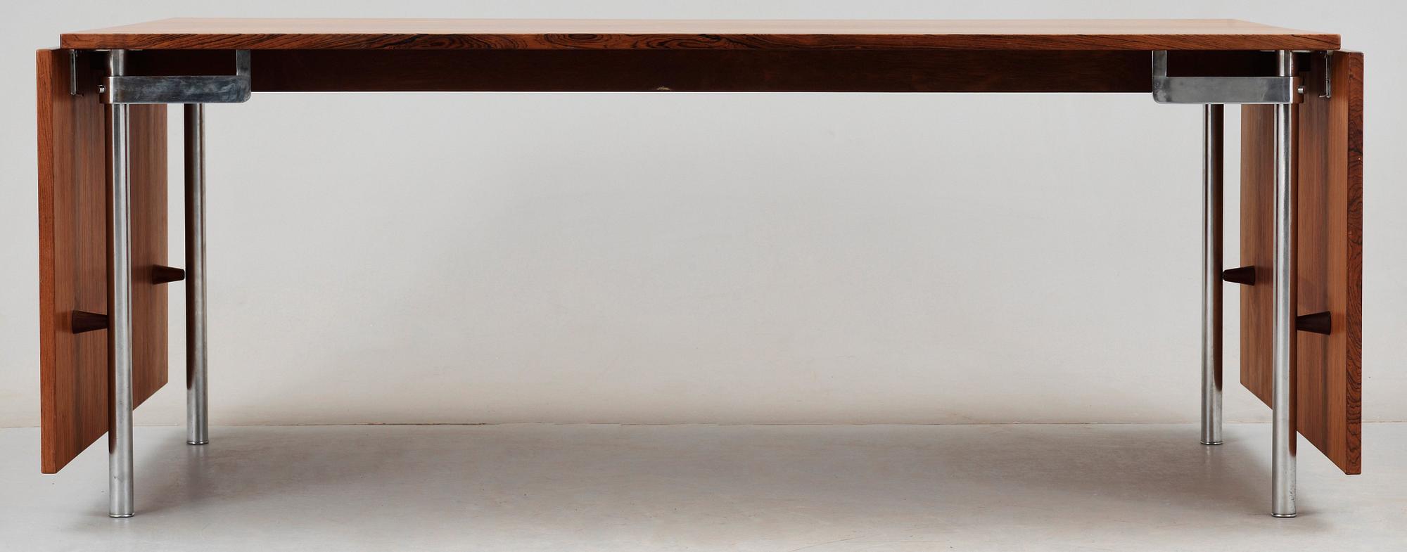 A Hans J Wegner palisander and steel 'AT 319' table, Andreas Tuck, Denmark 1960's.