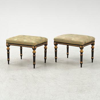 A pair of Gustavian style stools, later part of the 19th Century.