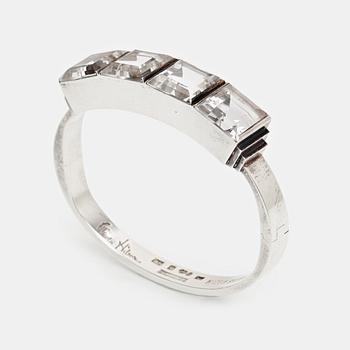 142. Wiwen Nilsson, armband, Lund 1939, sterling med bergkristall.