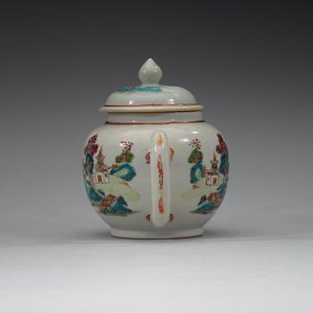 A famille rose tea pot with cover, Qing dynasty, Yongzheng (1723-35).