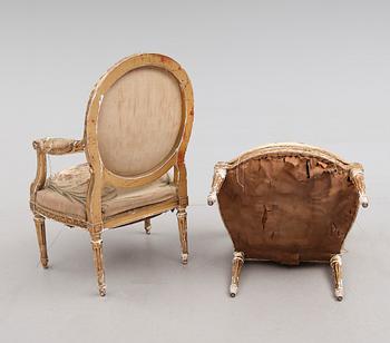 KARMSTOLAR, 1 par, Louis XVI, 1800-talets andra hälft.