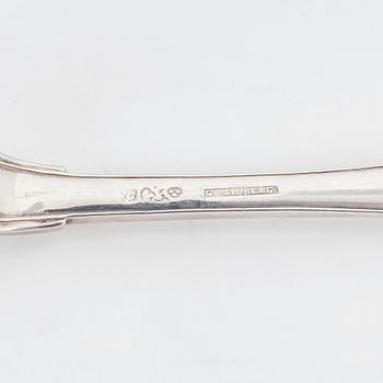 Six Swedish silver forks, mark of Gustaf Otto Sjöberg, Falun 1813.