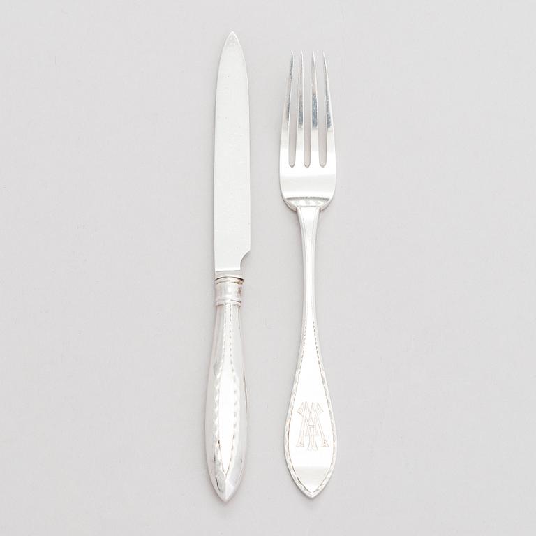 Otto Roland Mellin, fruktbestick, 16 st, silver, Helsingfors 1901-02.