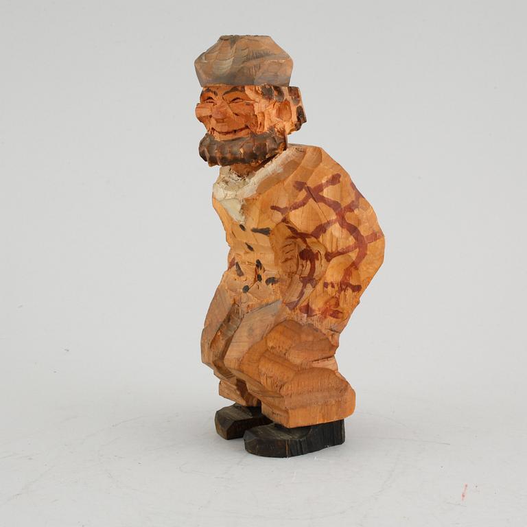 NILS WIDE, figurine, painted wood, signed.