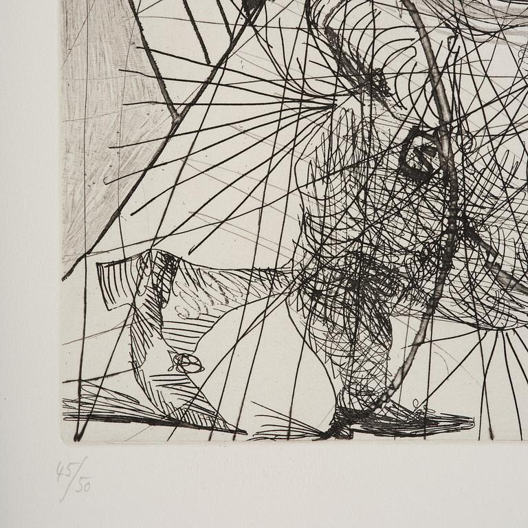 Pablo Picasso, "Couple: Femme et homme-chien, avec femme à la fleur", from: Series 156.