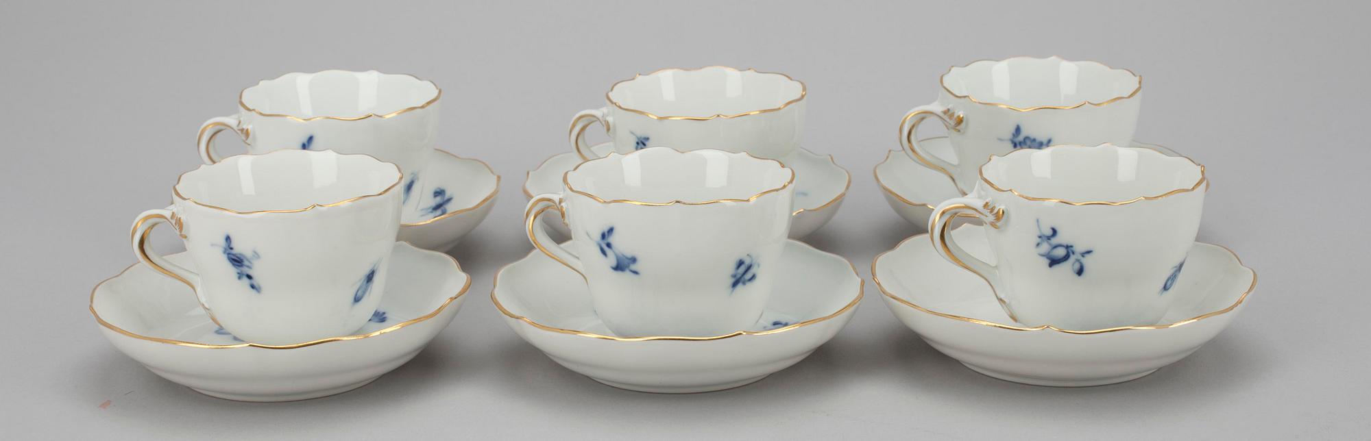 KOPPAR med FAT, 6 par, Meissen stämpel 1934-72.
