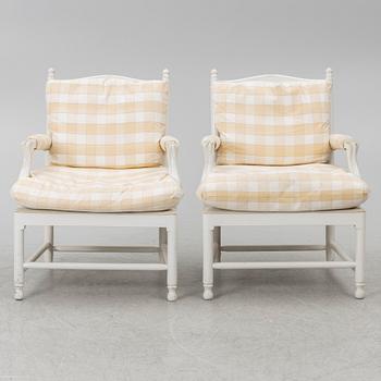 Armchairs a pair, Gustavian style, so-called Gripsholm chairs, 20th century.