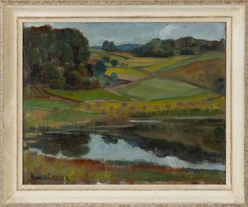 Anna Cervin, olja på pannå, signerad.